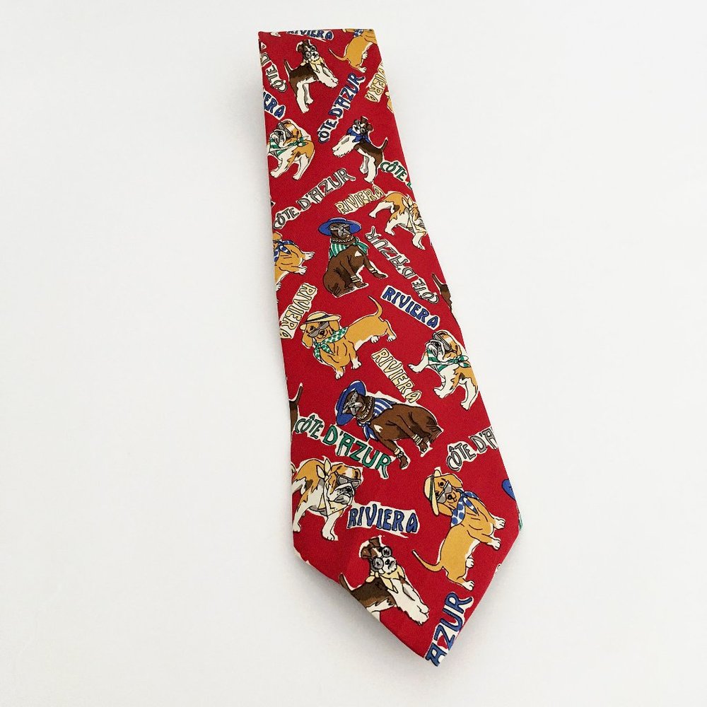 US Polo BY Ralph Lauren Dog Print Mens Tie